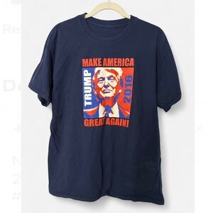 TRUMP Campaign 2016 Tshirt NO SIZE TAG Medium Navy Blue Make America Great Again